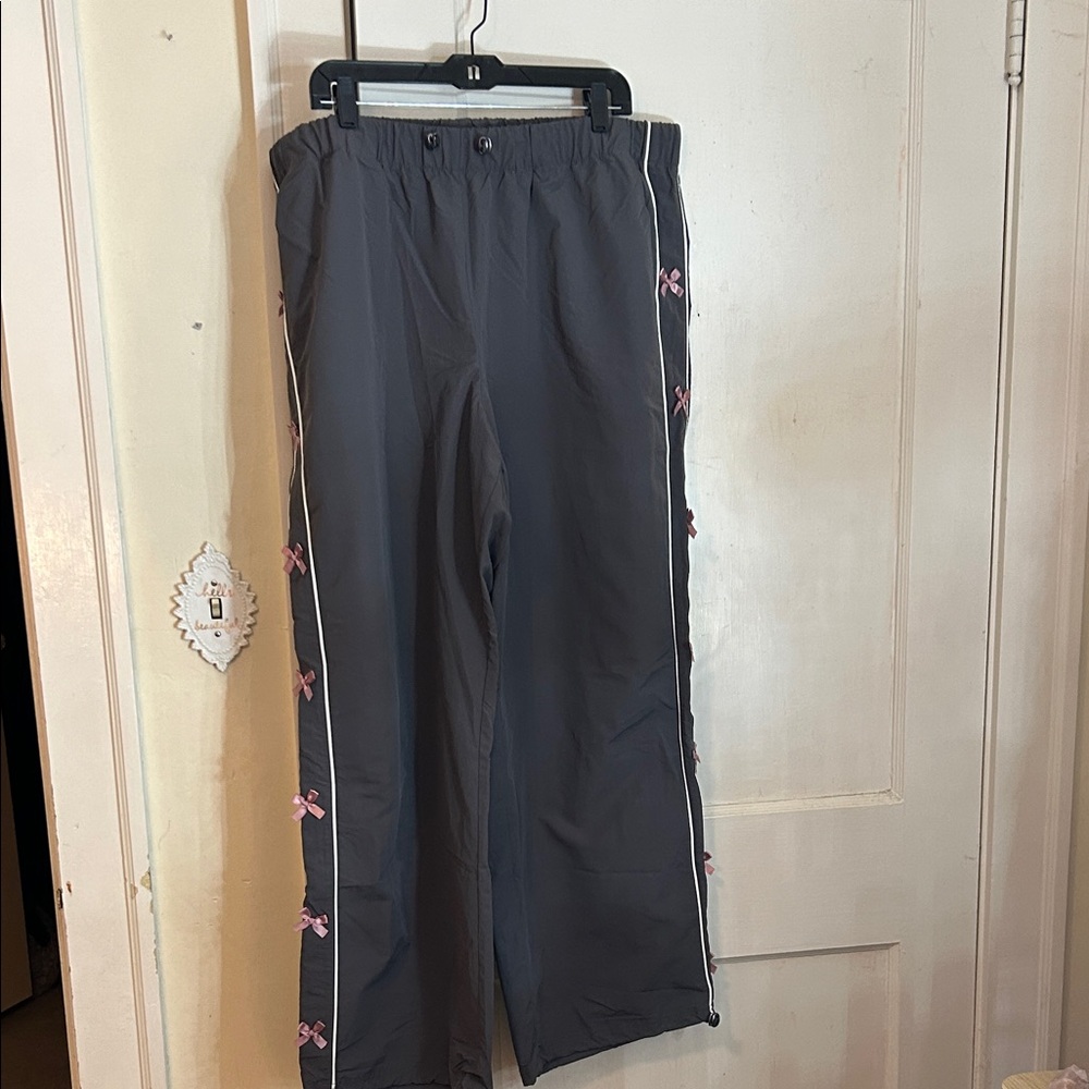 Torrid Gray Pants with Pink Accents